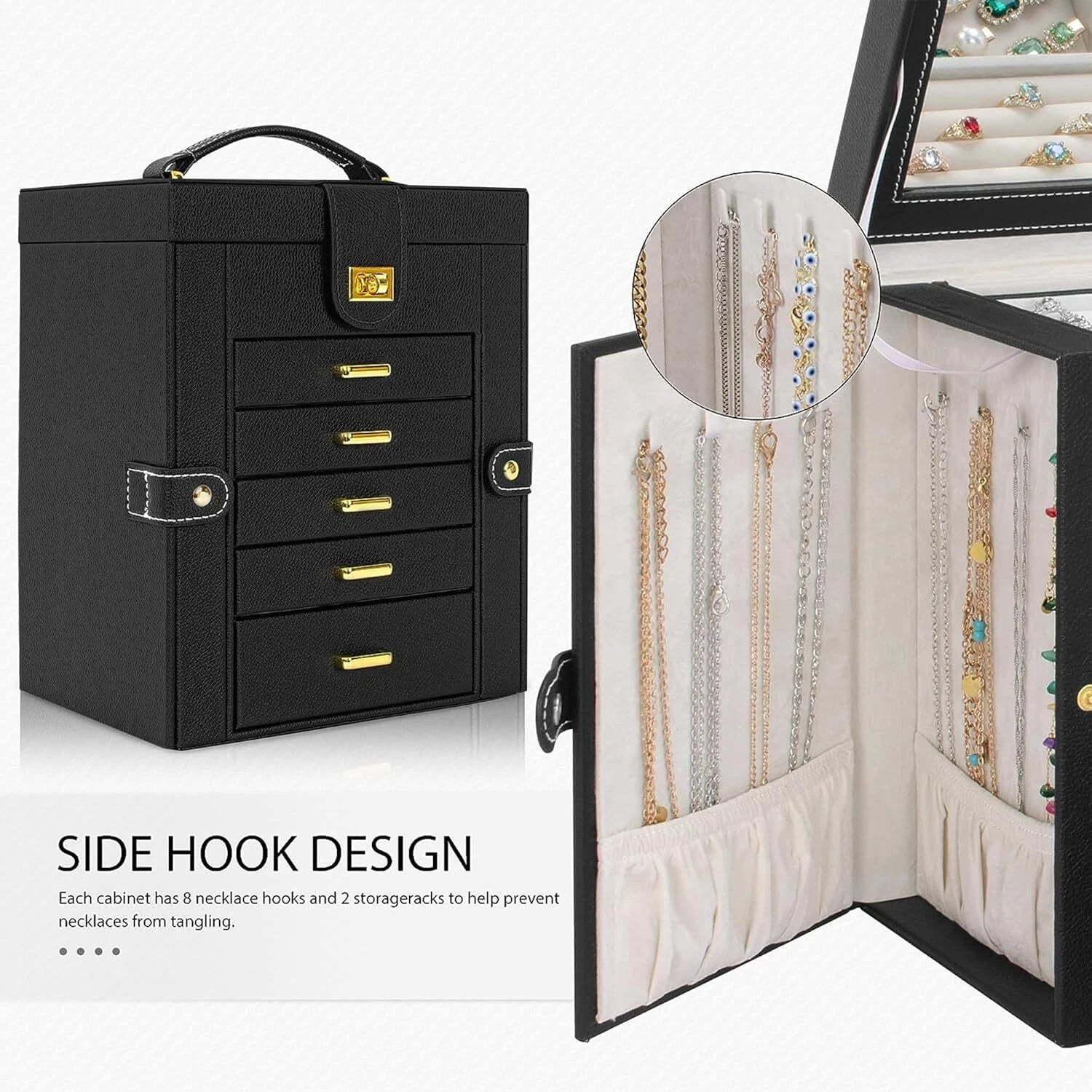Jewelry Box Organizer for Women Girls Functional Leather Jewelry Storage Case US | eBay