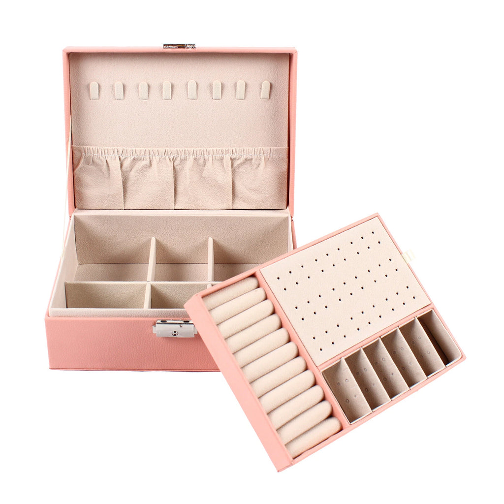 For Necklaces Rings Earrings Jewelry Box Organizer Storage Case Pink Women Gift | eBay