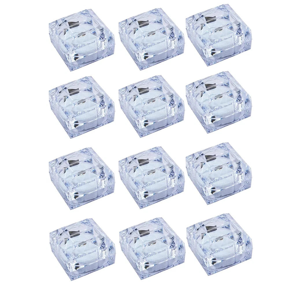 12 x Clear Crystal Ring Gift Boxes Earrings Jewelry Storage White Box | eBay