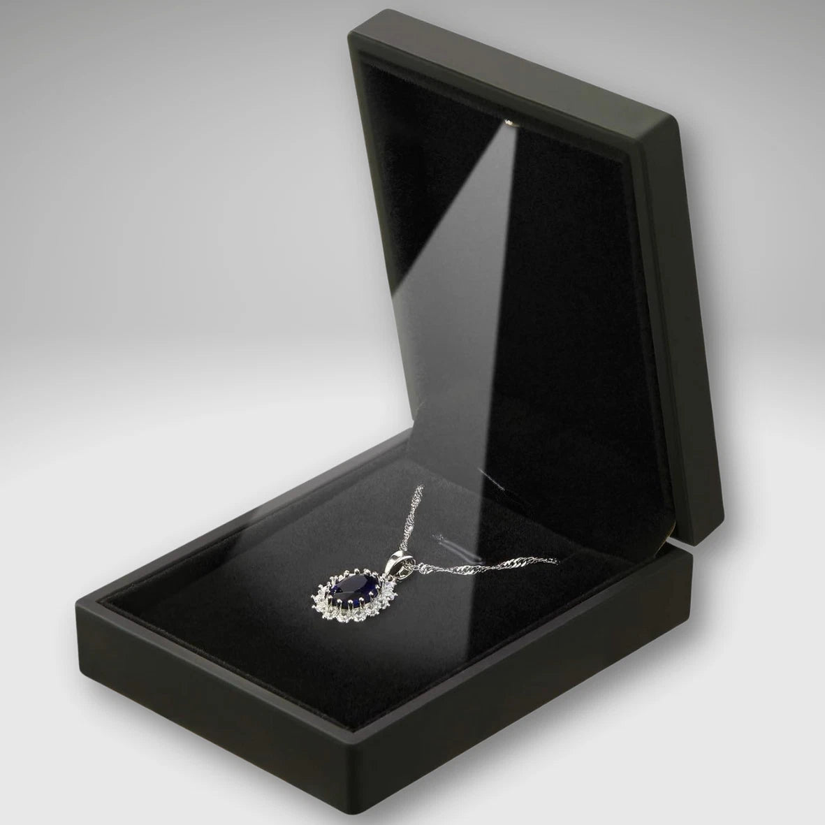 LED Light Pendant Necklace Gift Box Velvet Jewelry Gift Box Storage Display Case | eBay