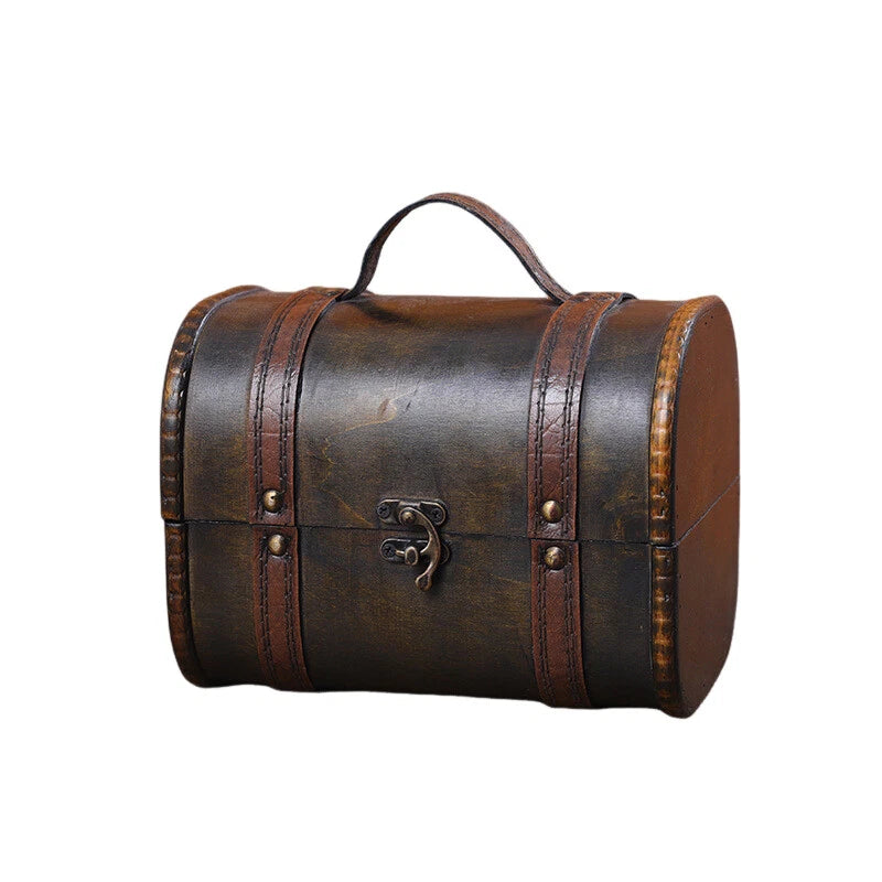 Retro Storage Holder Wood Suitcase Jewelry Box Treasure Desktop Organizer Props | eBay