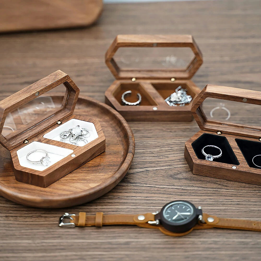 Engagement Ring Box for Proposal Engagement wooden for Double or Single RIng. | eBay