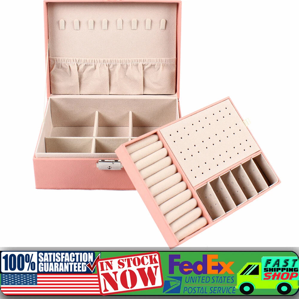 For Necklaces Rings Earrings Jewelry Box Organizer Storage Case Pink Women Gift | eBay