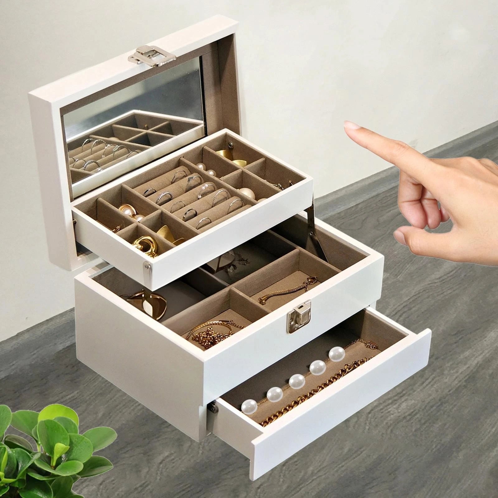 Jewelry Storage Box Jewelry Organizer Wooden Elegant Lightweight Ring Tray | eBay