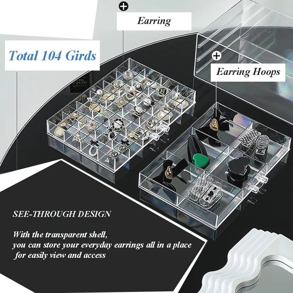 Earring Storage Box Organizer Acrylic Jewelry Storage Box Holder 5 Drawers | eBay