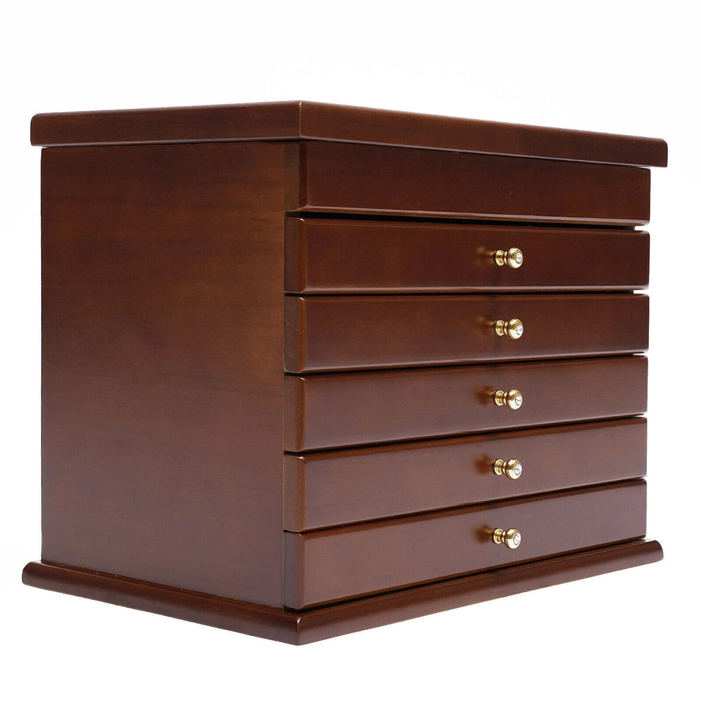 6-Layer Jewelry Storage/Collection Box Wooden Jewelry Organizer Case US | eBay