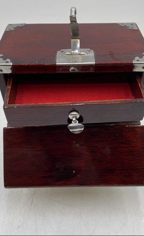 Brown Wooden Rectangular Shaped Korean Hinged Jewelry Box With Lock | eBay