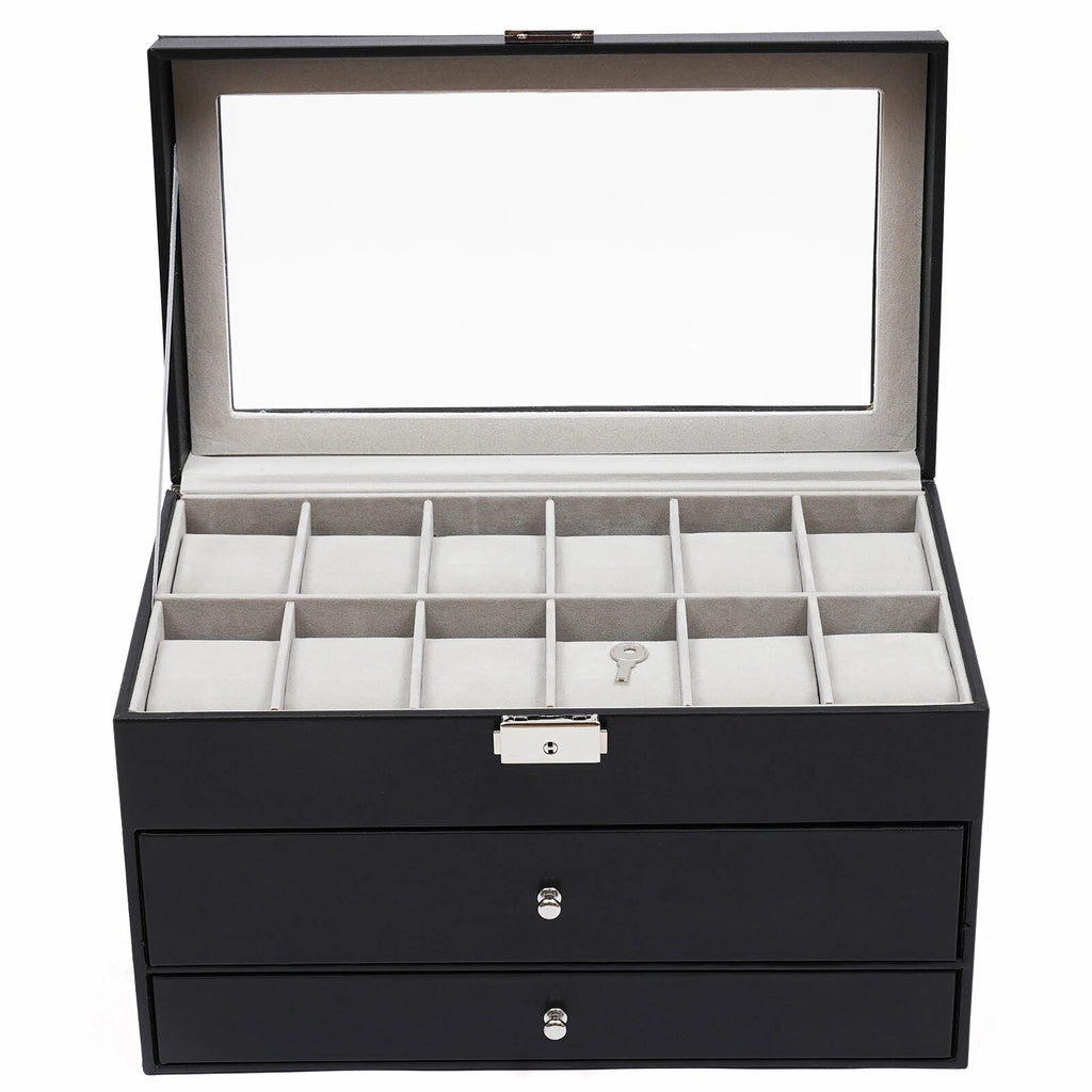 3 Layer Watch Sunglasses Jewelry Display Box Drawer Metal Buckle Organizer Box!! | eBay