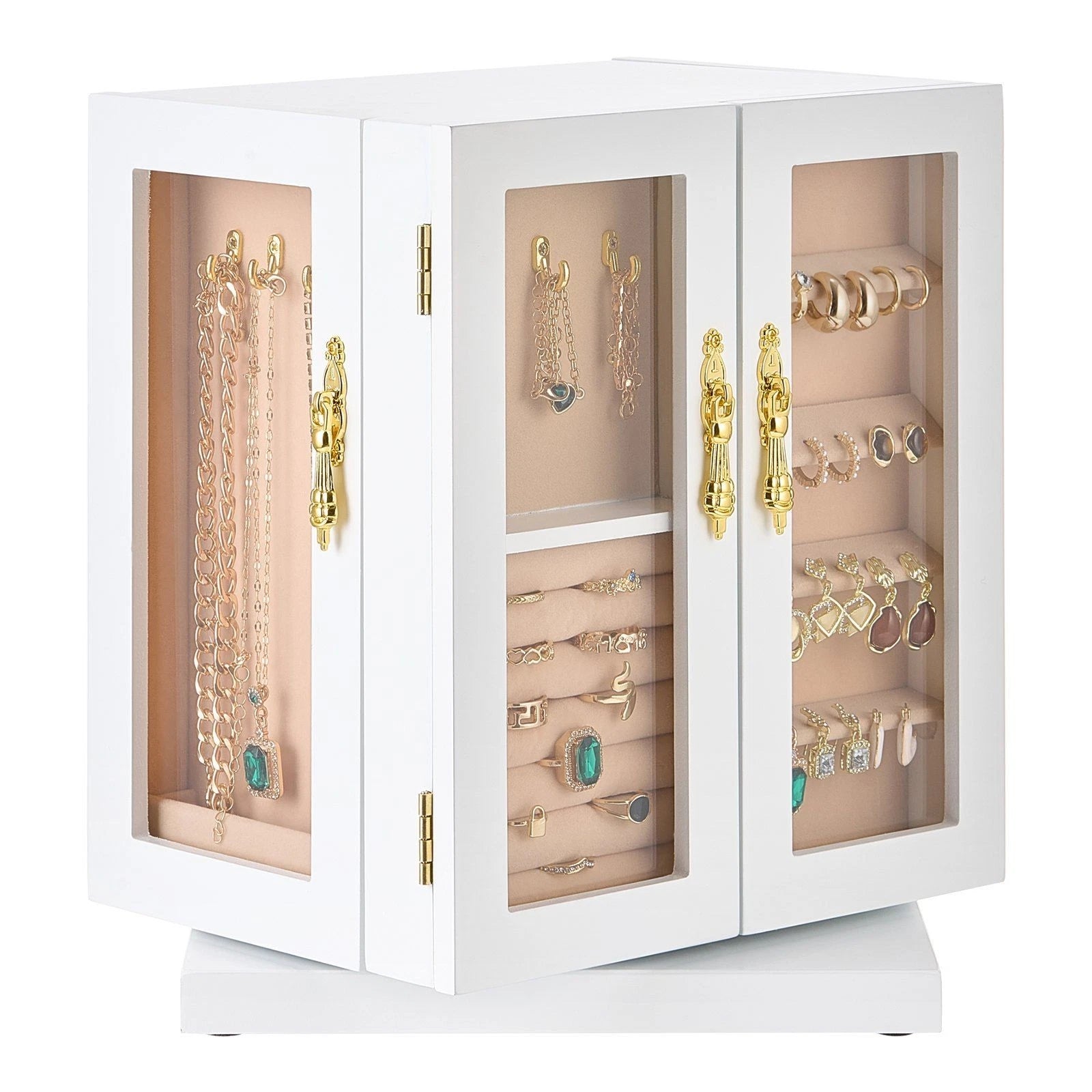 5-Drawer Jewelry Organizer - 360° Rotating White Jewelry Storage Box | eBay