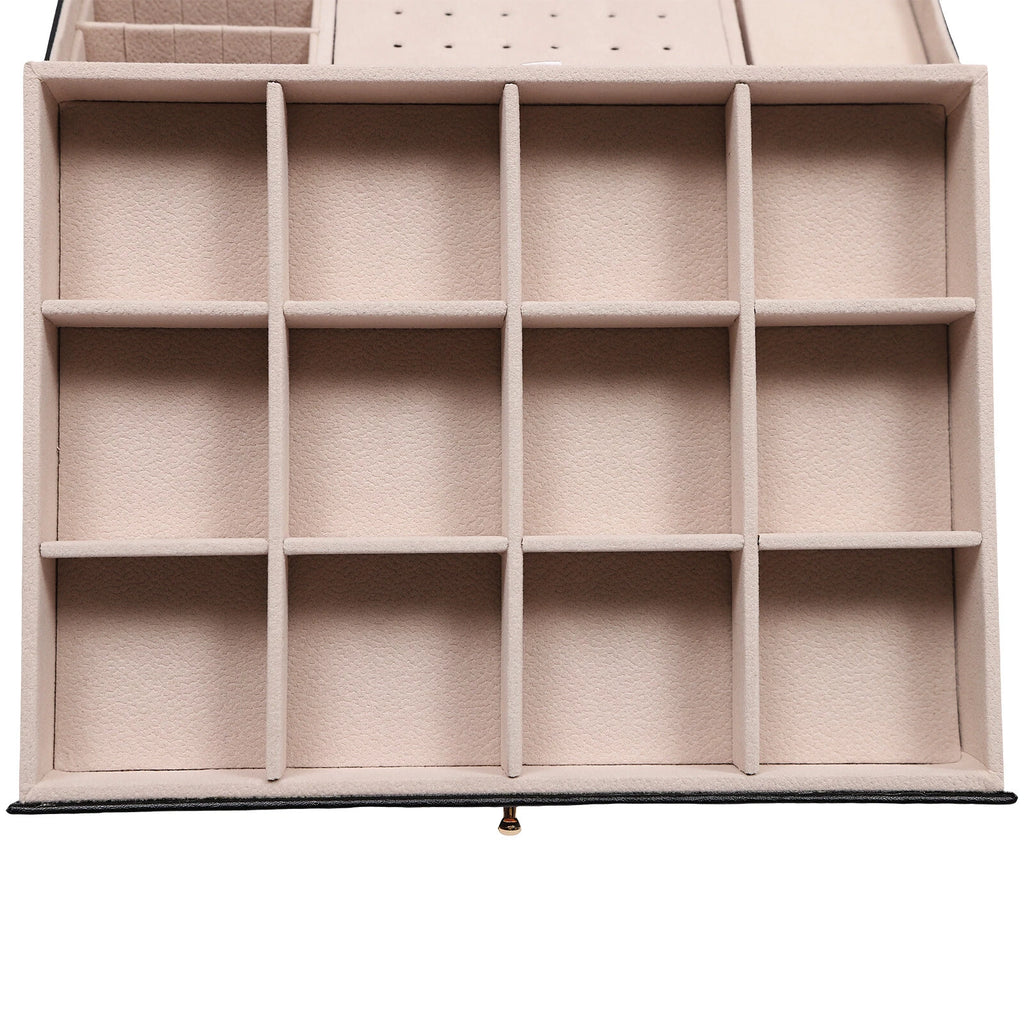 Lockable Jewelry Box Organizer PU 3tire Storage W/ 8built-in Hooks & Storage Bag | eBay
