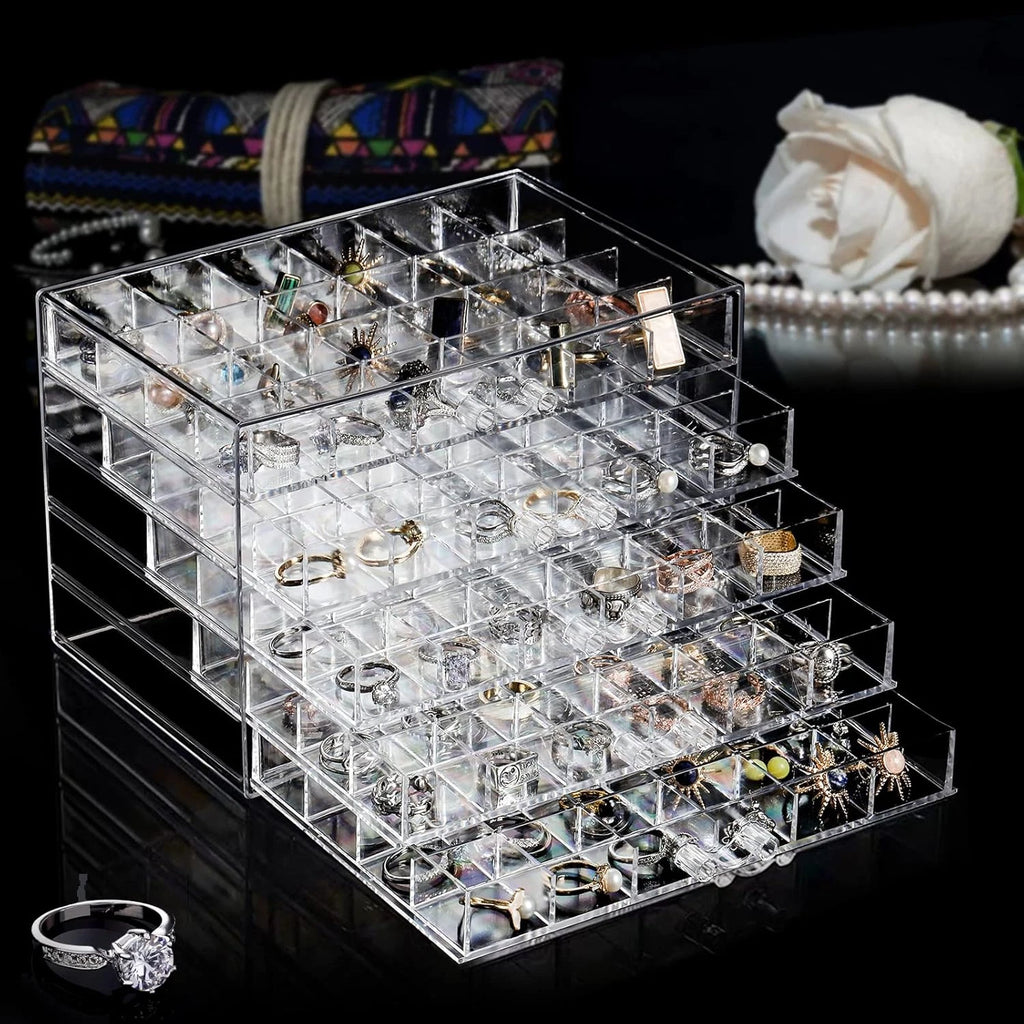 Acrylic Jewelry Storage Box Earring Holder with 5 Drawers, 120 Grids Jewelry Org | eBay