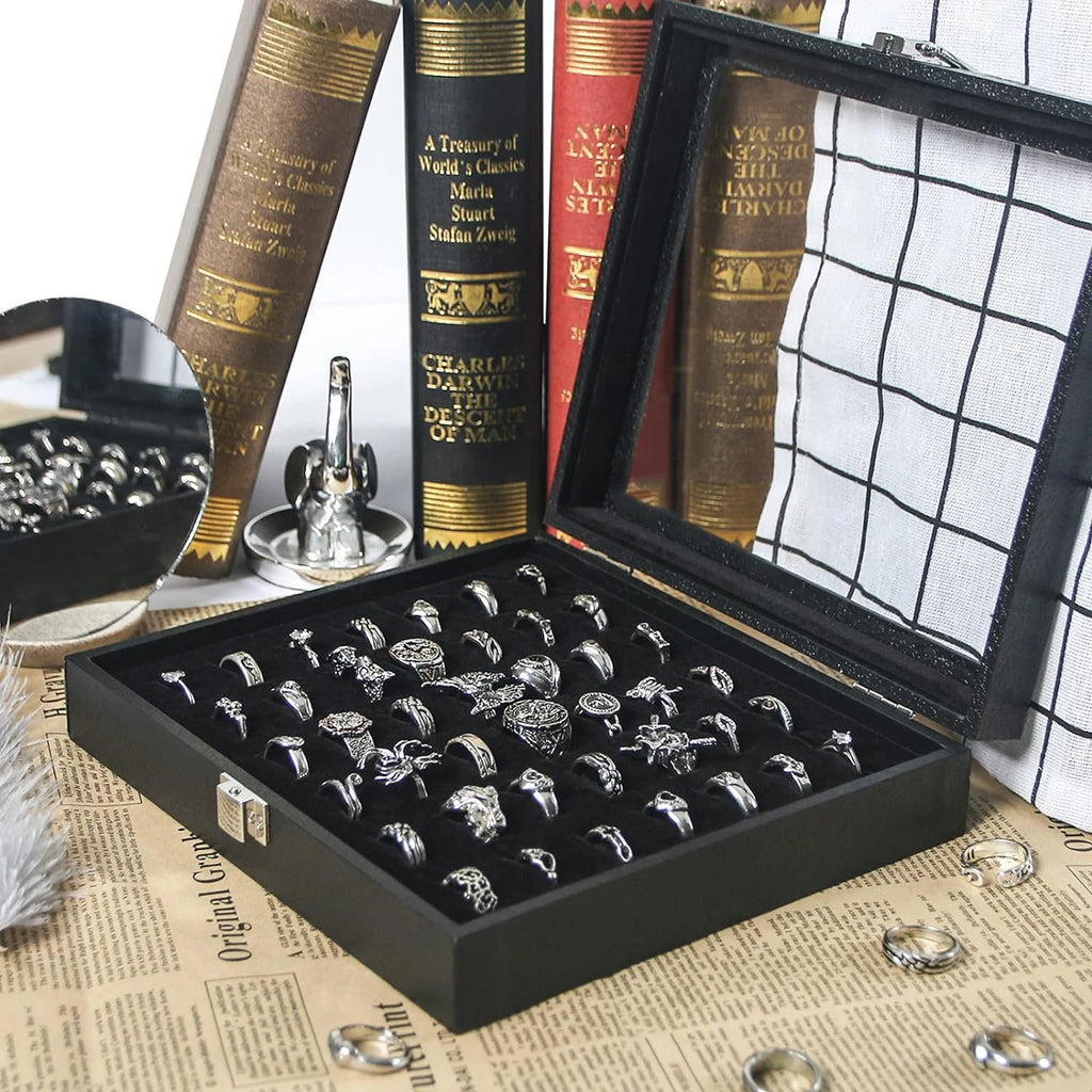 Ring Organizer Display Case, Black Jewelry Storage Tray for 42 Rings, Stackable | eBay