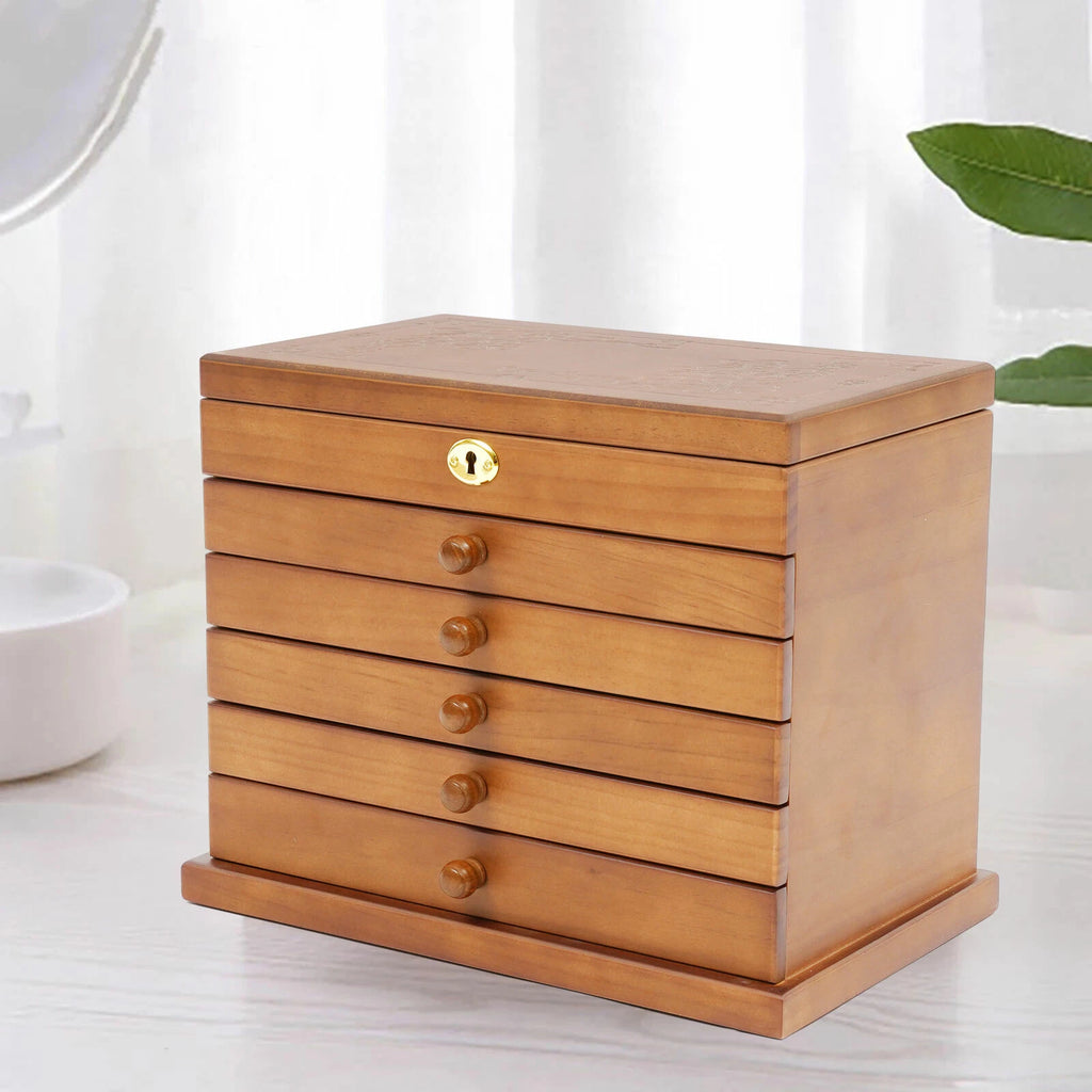 Jewelry Case Jewelry Storage Box 6 Layers Organizer Wooden Large Jewelry Cabinet | eBay