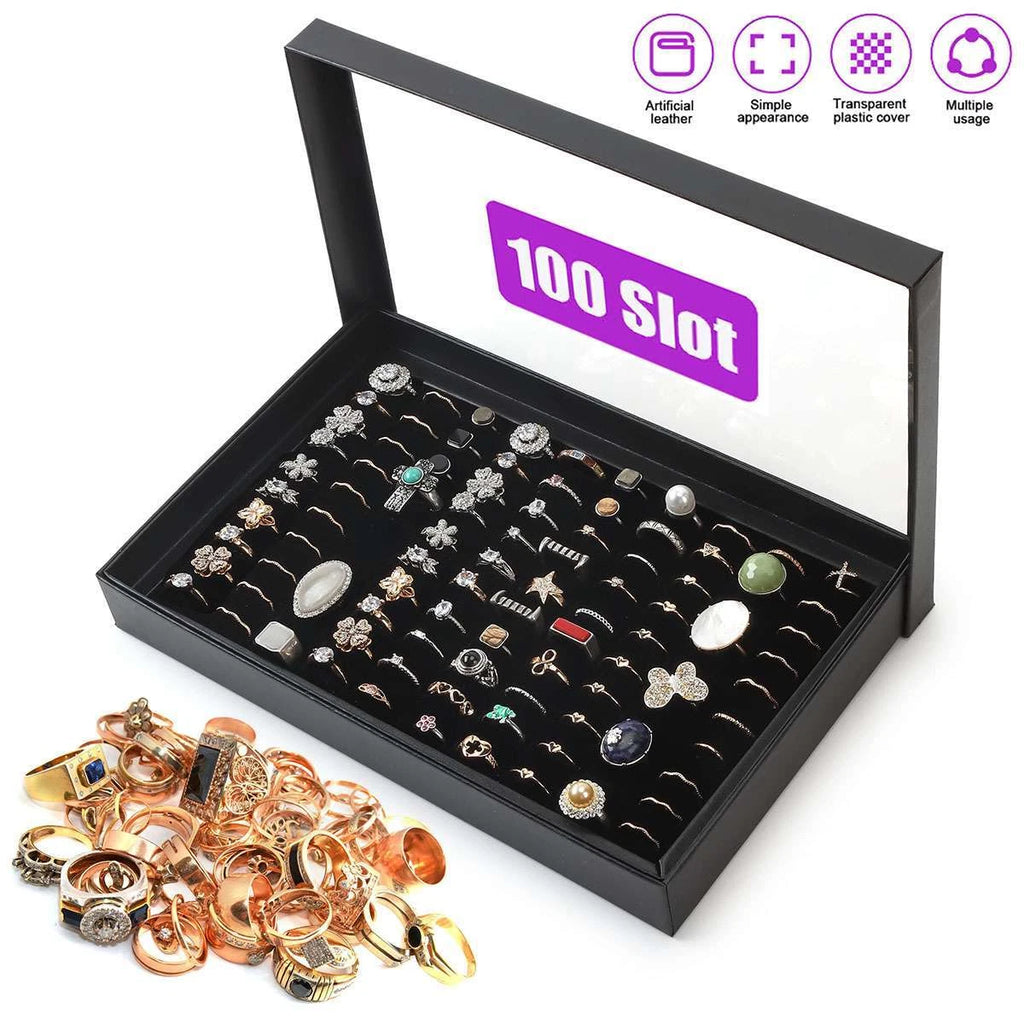 1-3 Pack 100 Slots Jewelry Ring Display Organizer Tray Holder Storage Boxes Case | eBay