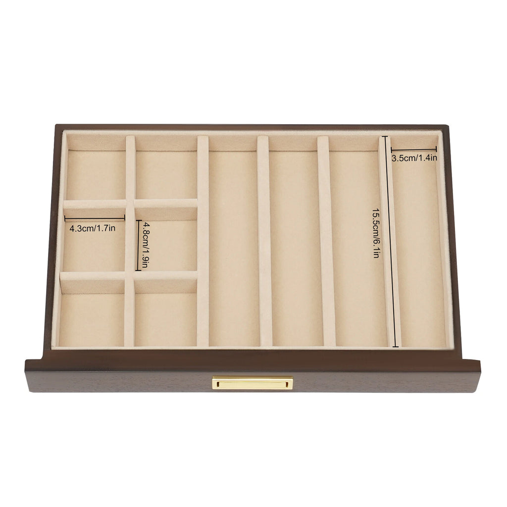 3 Layers Wooden Organizer Jewelry Storage Box with 2 Drawers Cabinet | eBay
