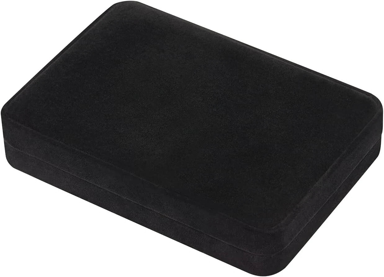 Large Velvet Jewelry Set Box for Necklace & Ring Earring Pendant, Black BOX ONLY | eBay