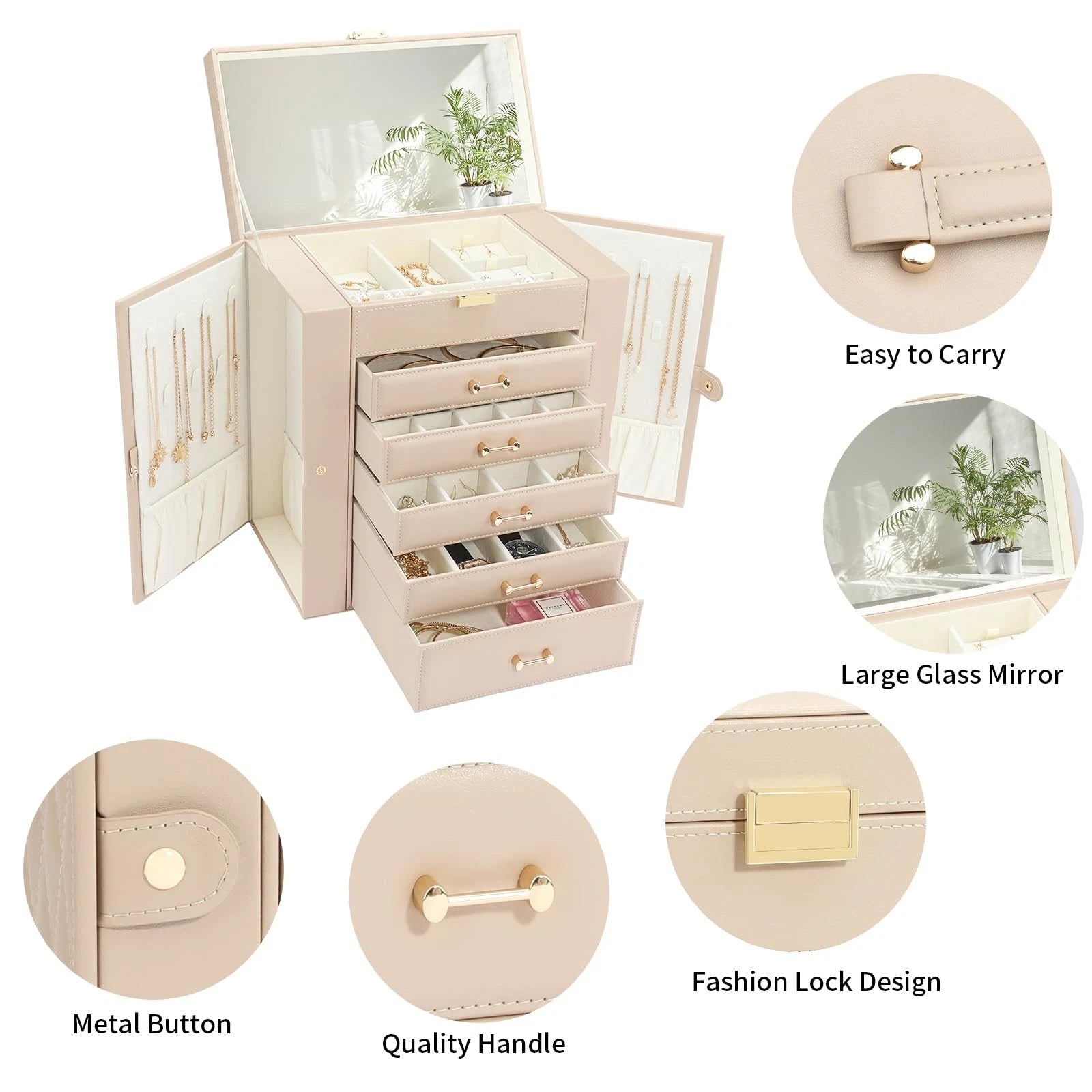 Large Jewelry Holder Organizer, 6 Layer Jewelry Box for Women Jewelry Storage... | eBay