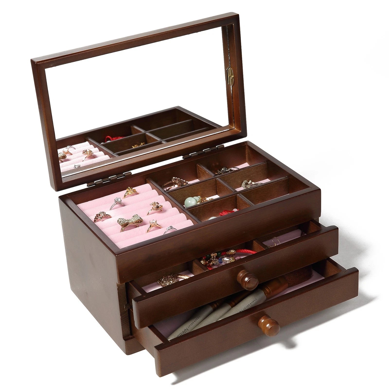 3 Tier Wooden Jewelry Storage Box Organizer for EarRings | eBay