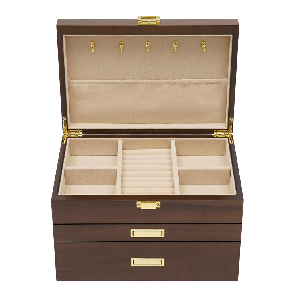 3 Layers Wooden Organizer Jewelry Storage Box with 2 Drawers Cabinet | eBay