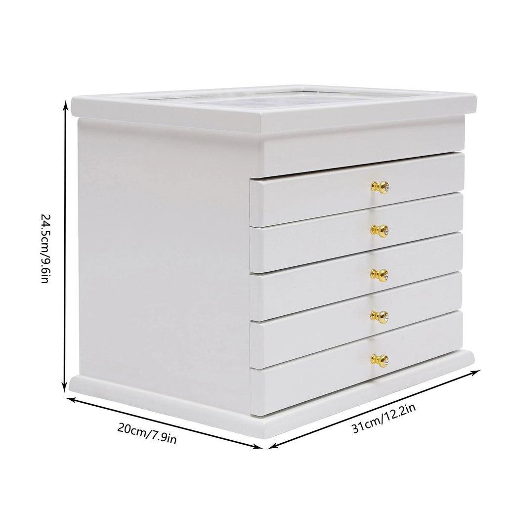 6 Layer Wooden Jewelry Storage Box Organizer Large Capacity Watch Display Box | eBay