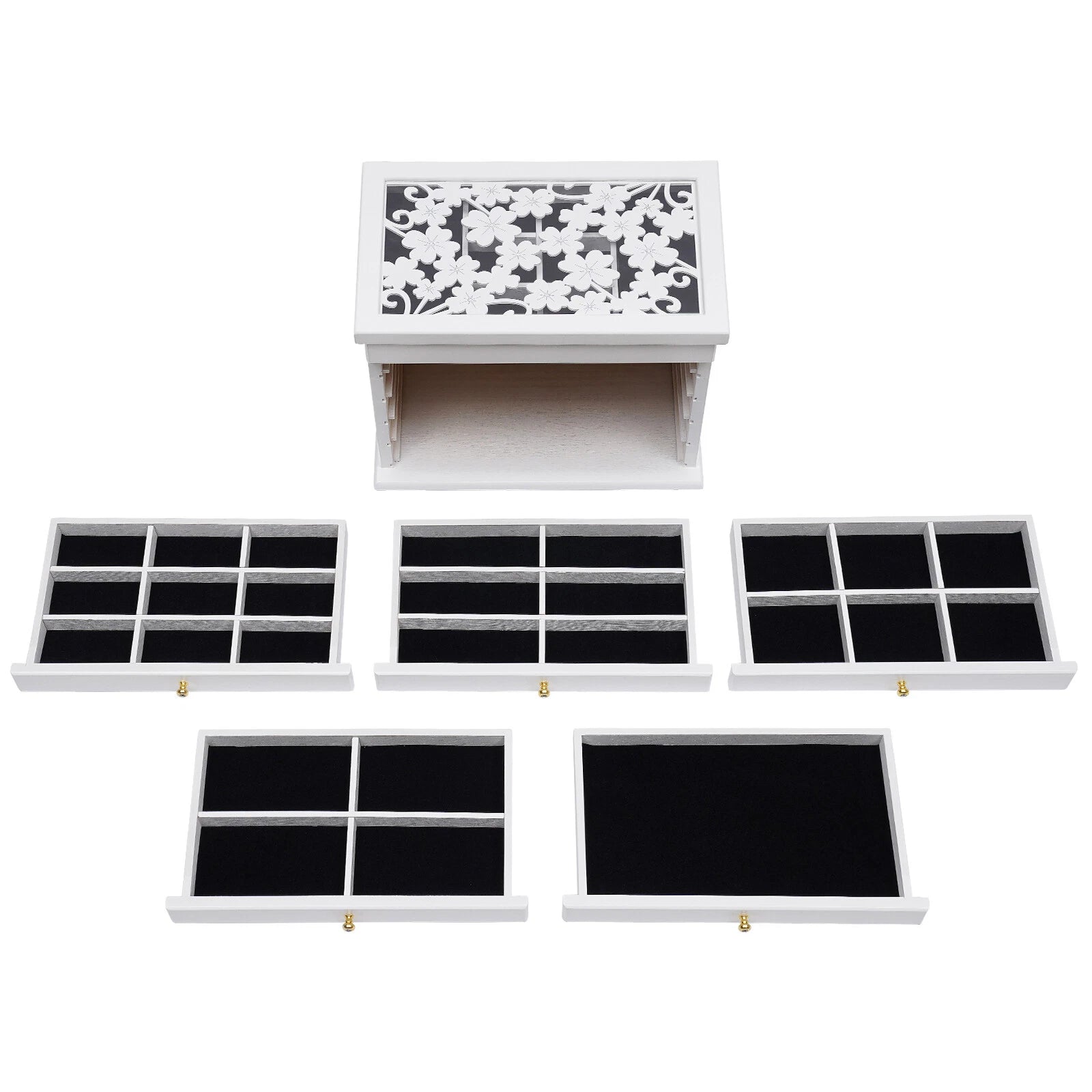 6 Layer Wooden Jewelry Storage Box Organizer Large Capacity Watch Display Box | eBay