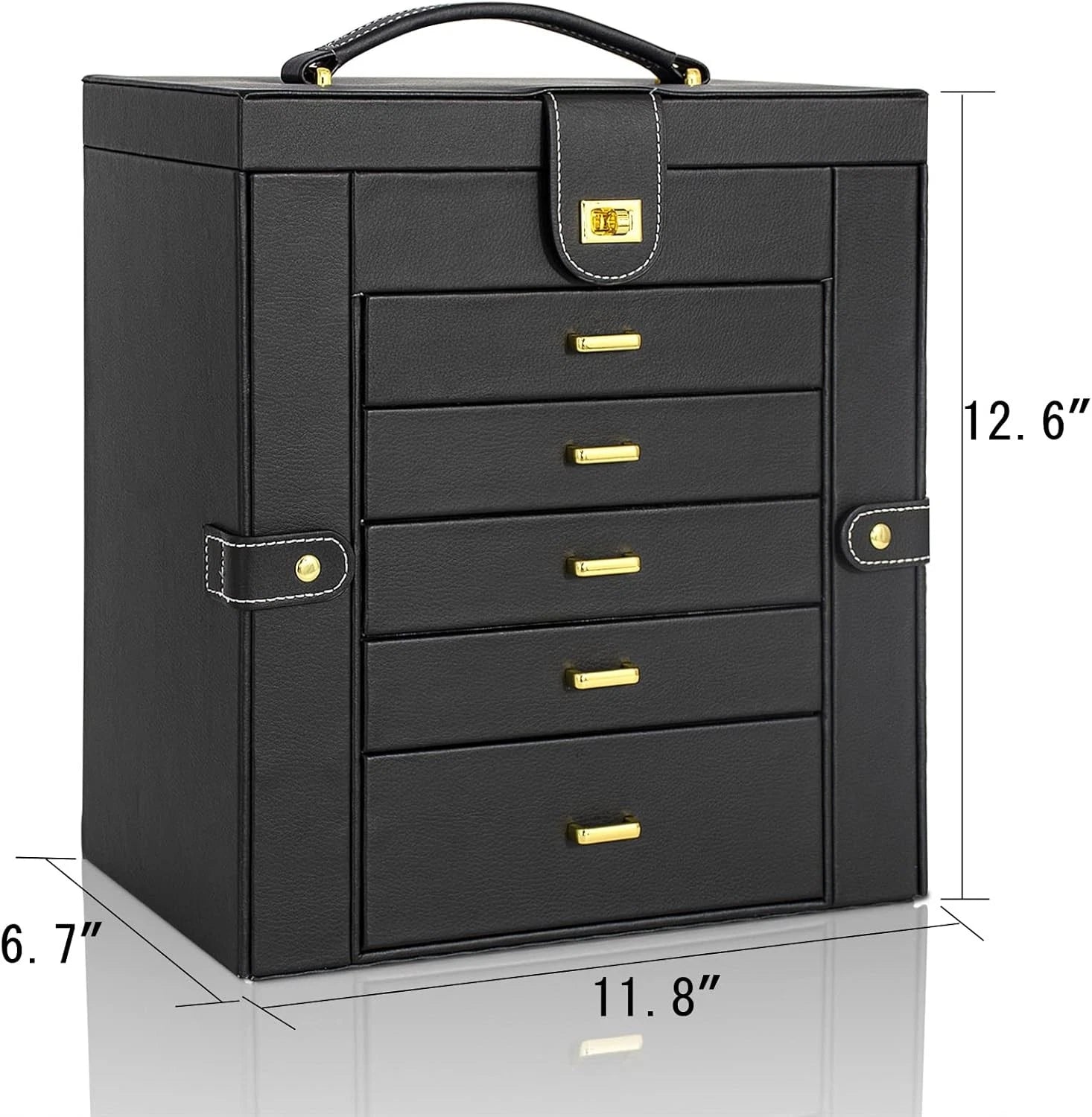 Jewelry Box Organizer Functional Lockable Leather Jewelry Storage Case | eBay