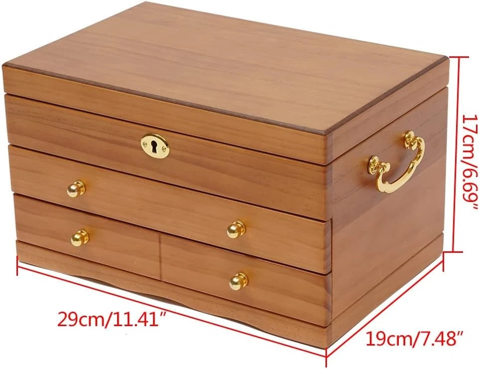 10 Jewelry Box Organizer, 3 Layer Wooden Jewelry Storage Box Velvet | eBay