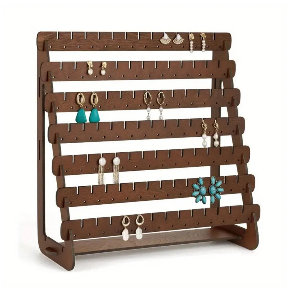 Wood Earring Display Rack Stand Holder For Stud Hook Earrings Jewelry Organizer | eBay