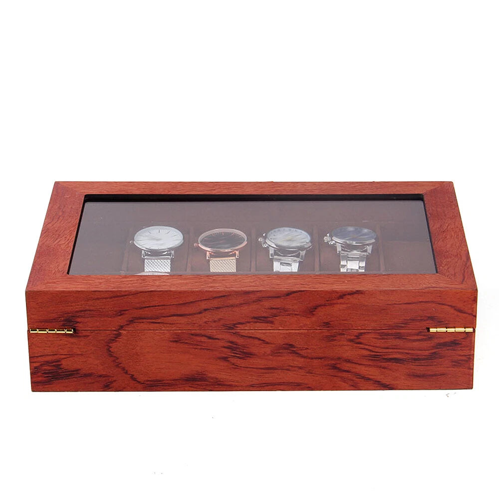6/10/12 Slot Wood Watch Box Glass Top Vintage Display Jewelry Storage/ Organizer | eBay
