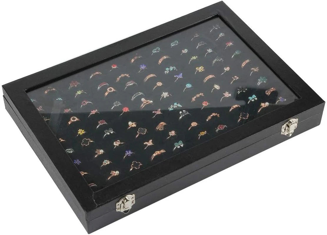 Ring Display Case Organizer Box with Transparent Lid, Ring Holder Showcase fo... | eBay