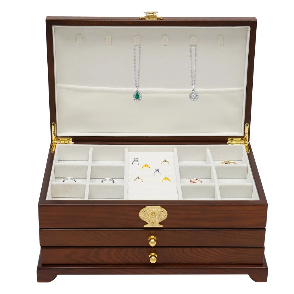 Elegant 3-Layer Jewelry Box with Pull-Out Drawer for Organized Storage | eBay