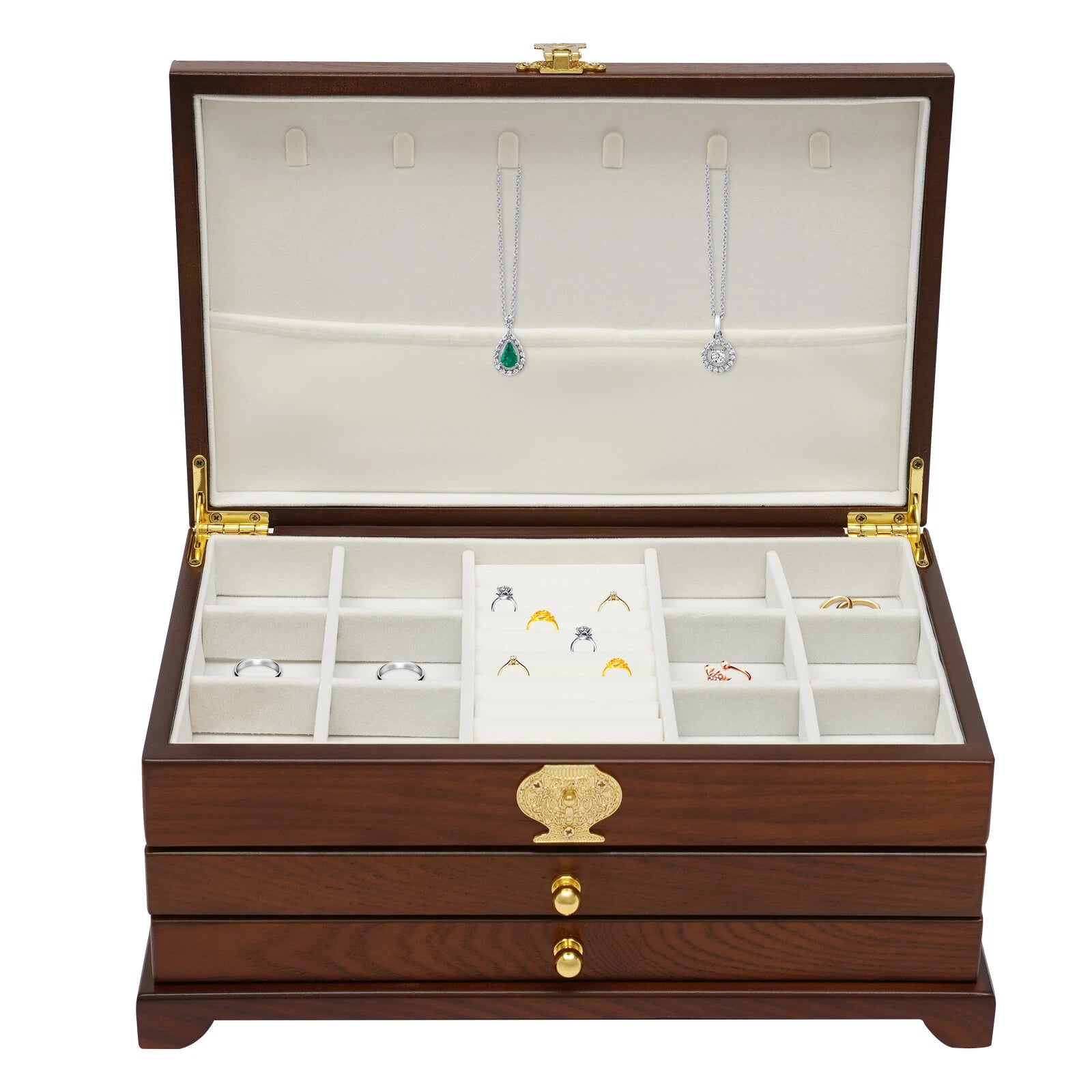 Elegant 3-Layer Jewelry Box with Pull-Out Drawer for Organized Storage | eBay