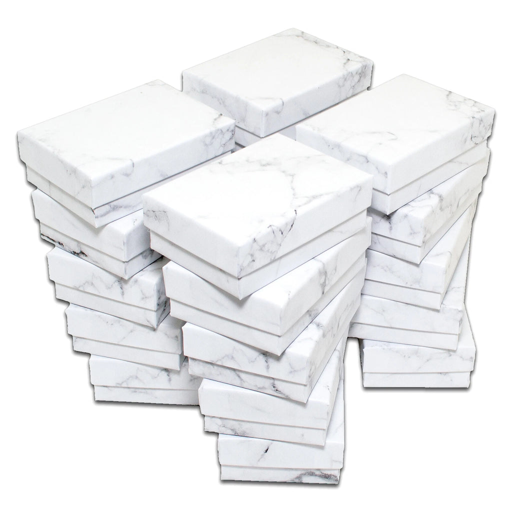 25pc Cardboard Paper JEWELRY GIFT BOX w/ Cotton Padding Insert - Marble 11 Sizes | eBay