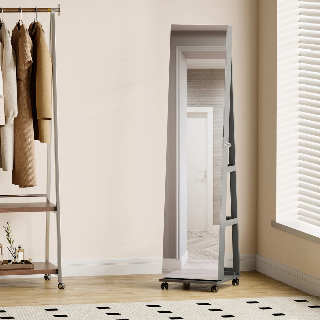 360° Rotating Jewelry Armoire Full Length Mirror Jewelry Organizer Cabinet | eBay
