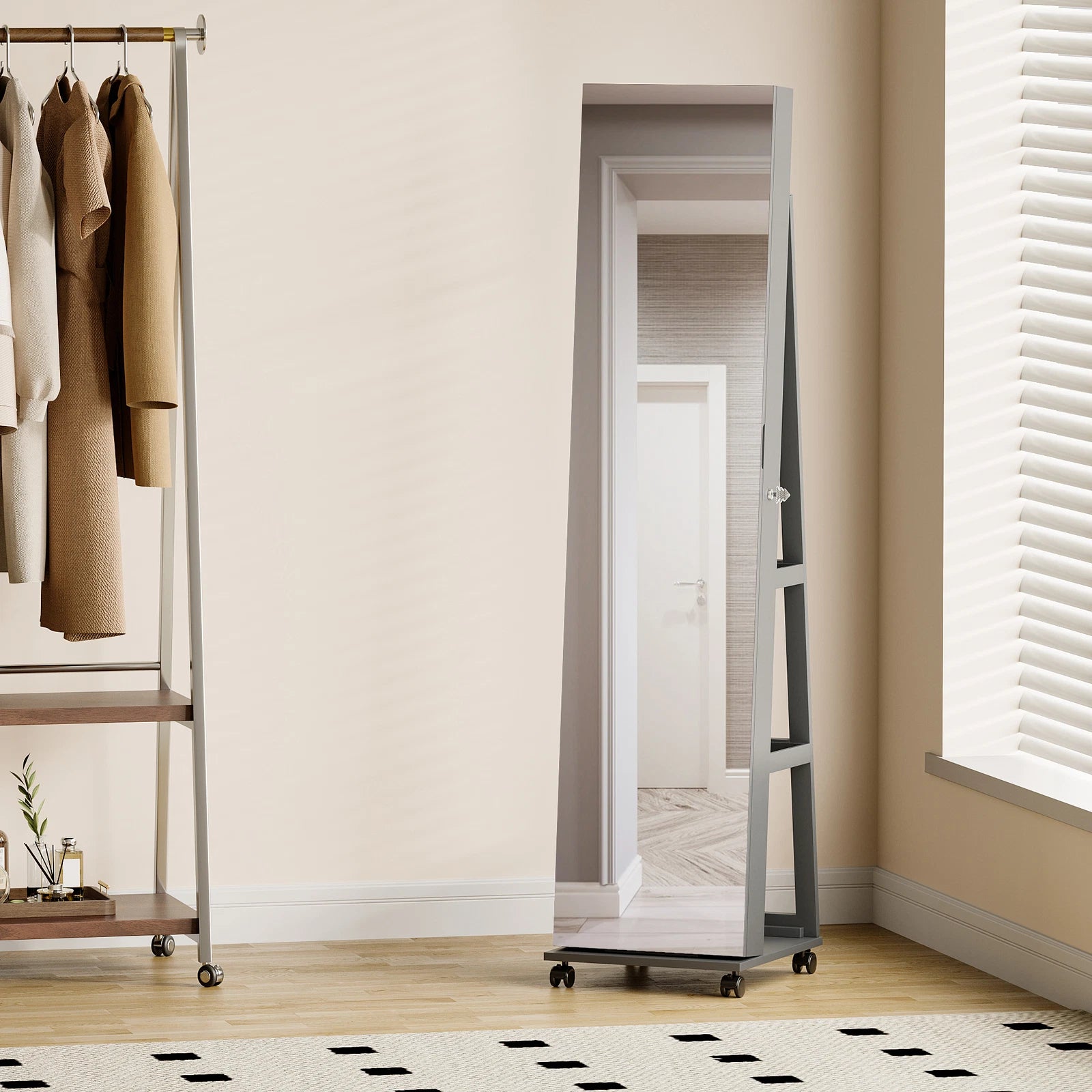 360° Rotating Jewelry Armoire Full Length Mirror Jewelry Organizer Cabinet | eBay