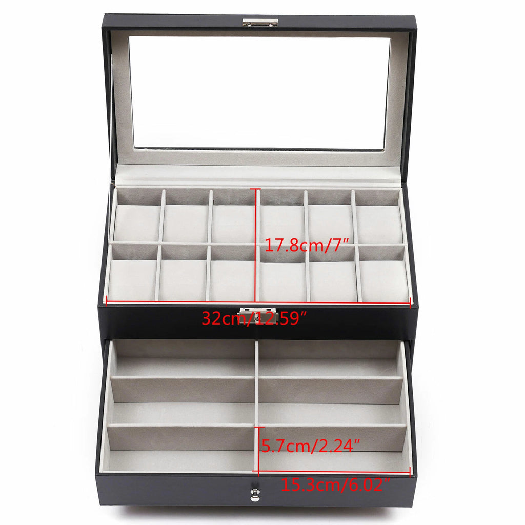 3 Layer Watch Sunglasses Jewelry Display Box Drawer Metal Buckle Organizer Box!! | eBay