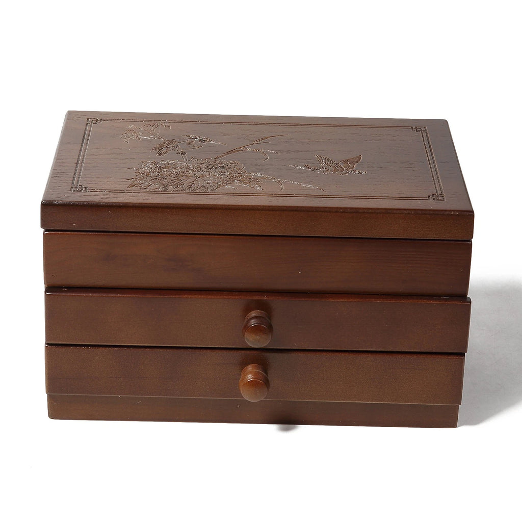 3 Tier Wooden Jewelry Storage Box Organizer for EarRings | eBay