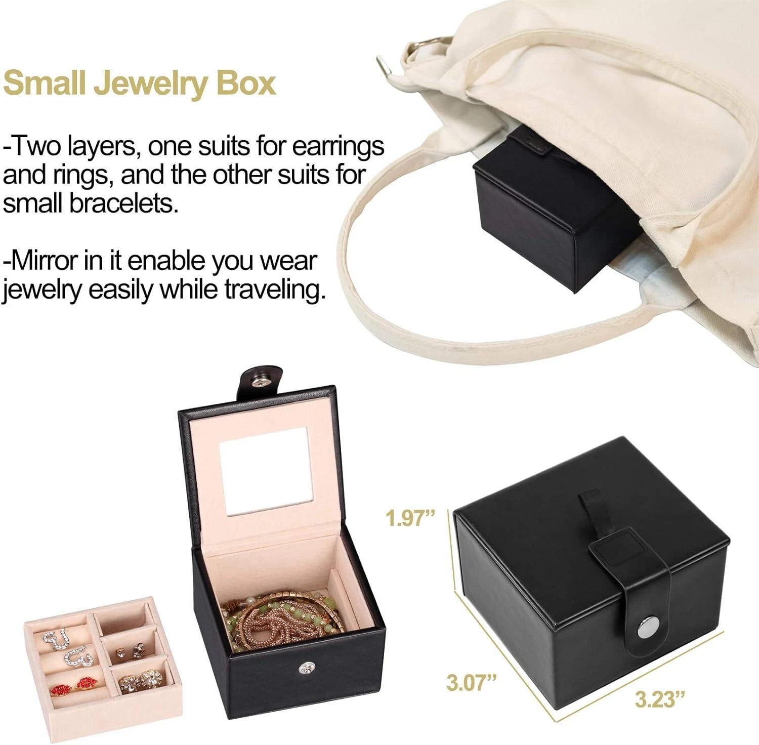 Joyero De Madera Con Espejo Para Joyeria, Joyas Organizador Regalo Para Mujer | eBay