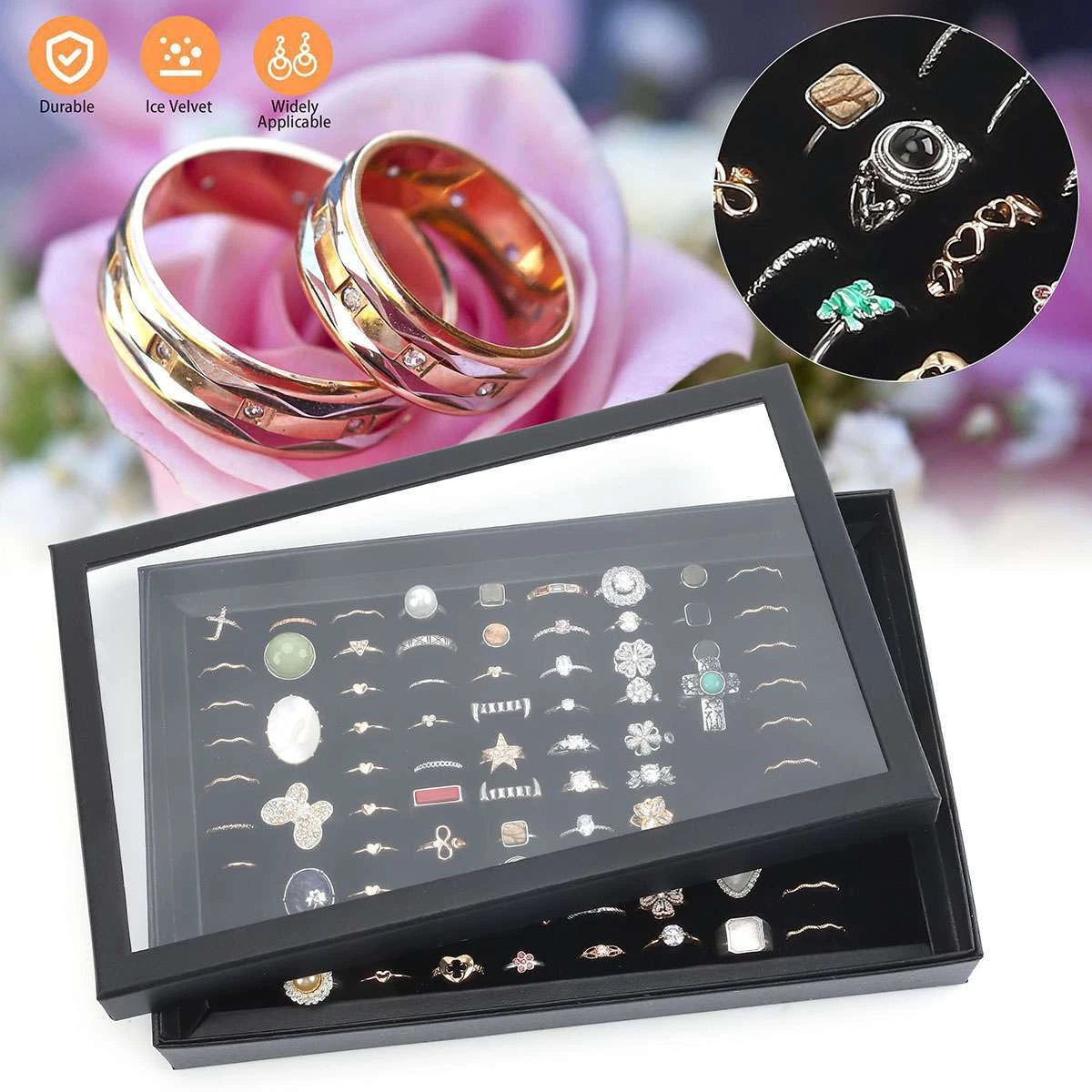 1-3 Pack 100 Slots Jewelry Ring Display Organizer Tray Holder Storage Boxes Case | eBay