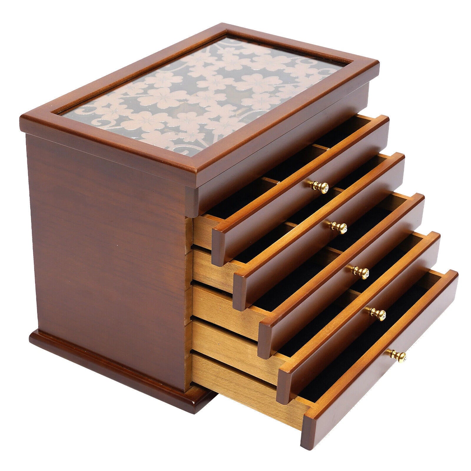 6-Layer Jewelry Storage/Collection Box Wooden Jewelry Organizer Case US | eBay