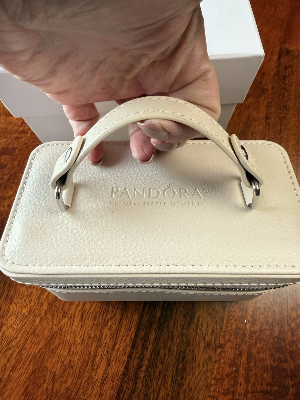 NIB Pandora Portable Jewelry Box Travel Organizer Handled Beige | eBay