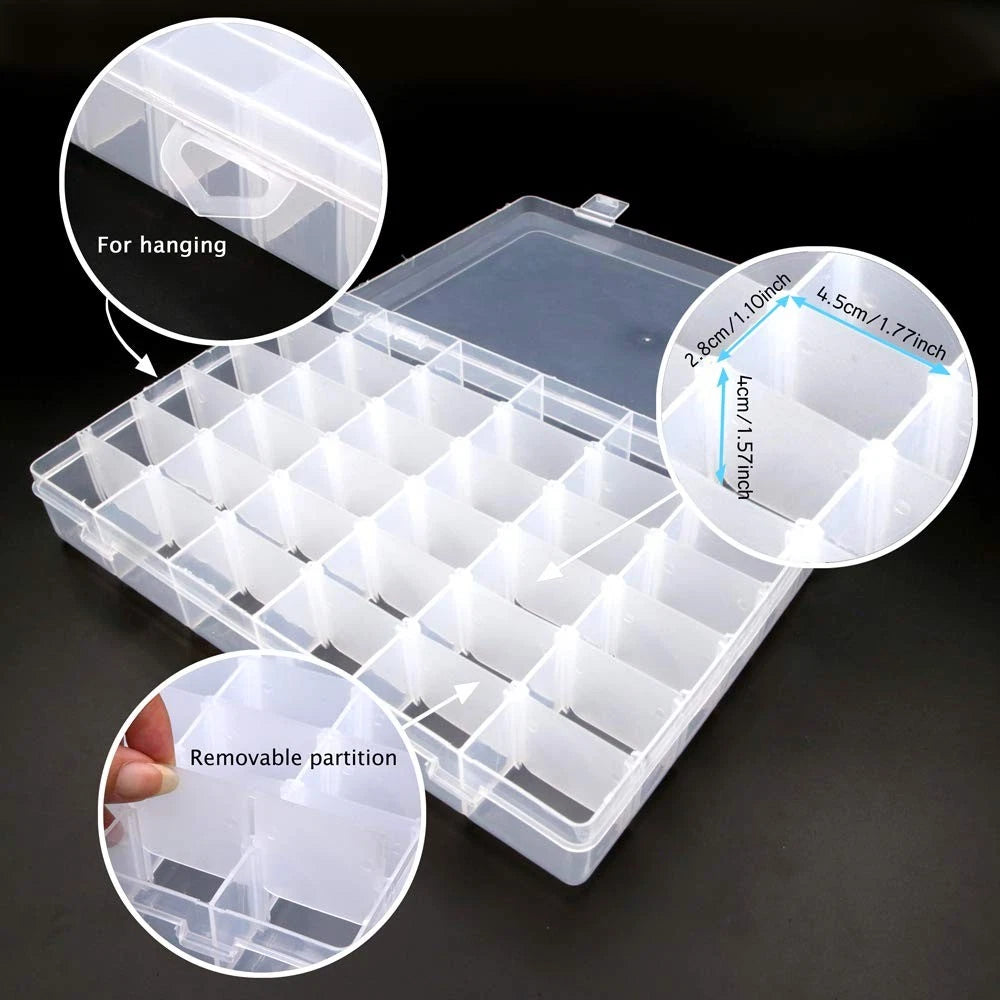 Jewelry Box Organizer Storage Container with Adjustable Dividers 36 Grids | eBay