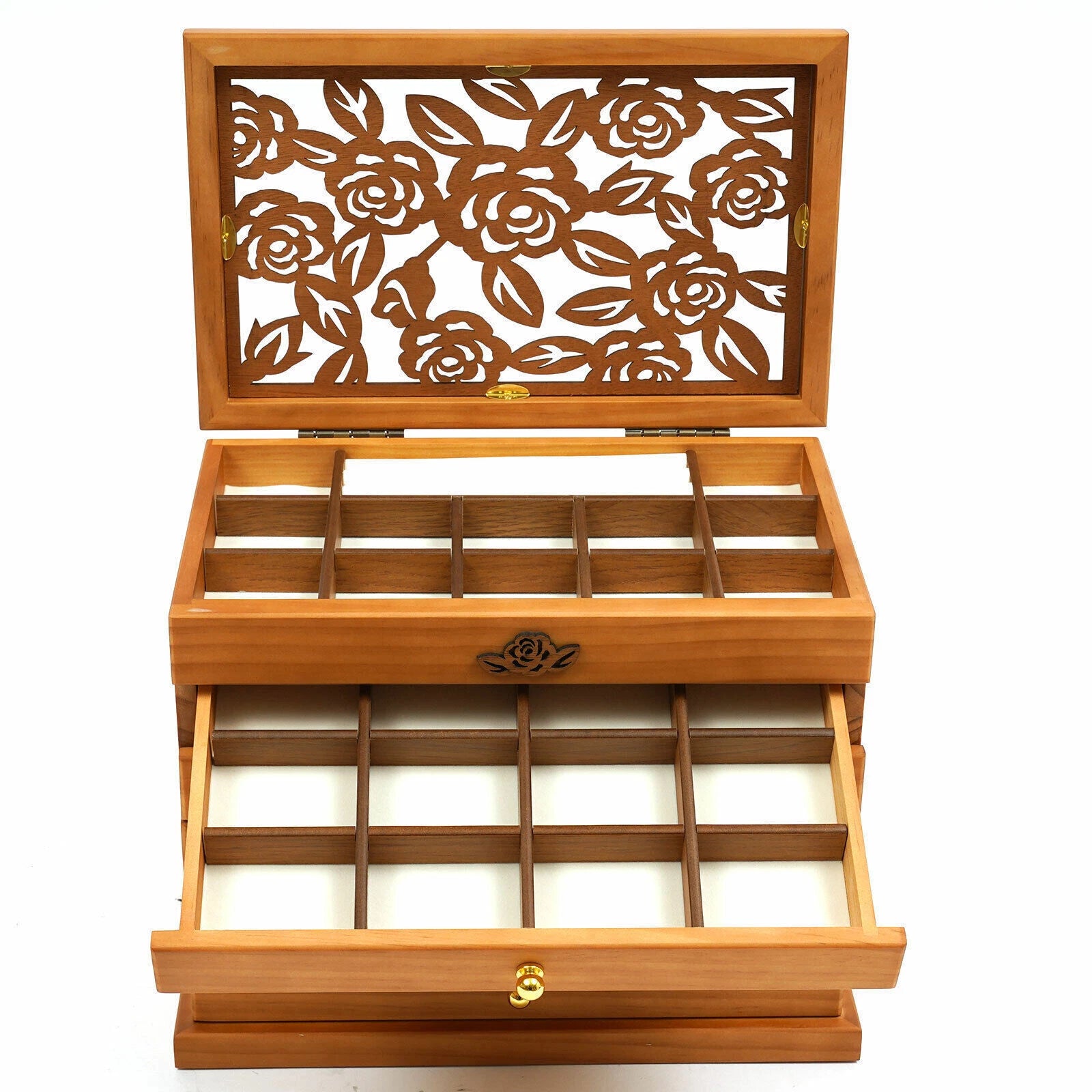 6 Layer Wooden Jewelry Storage Box Organizer Large Capacity Watch Display Box | eBay