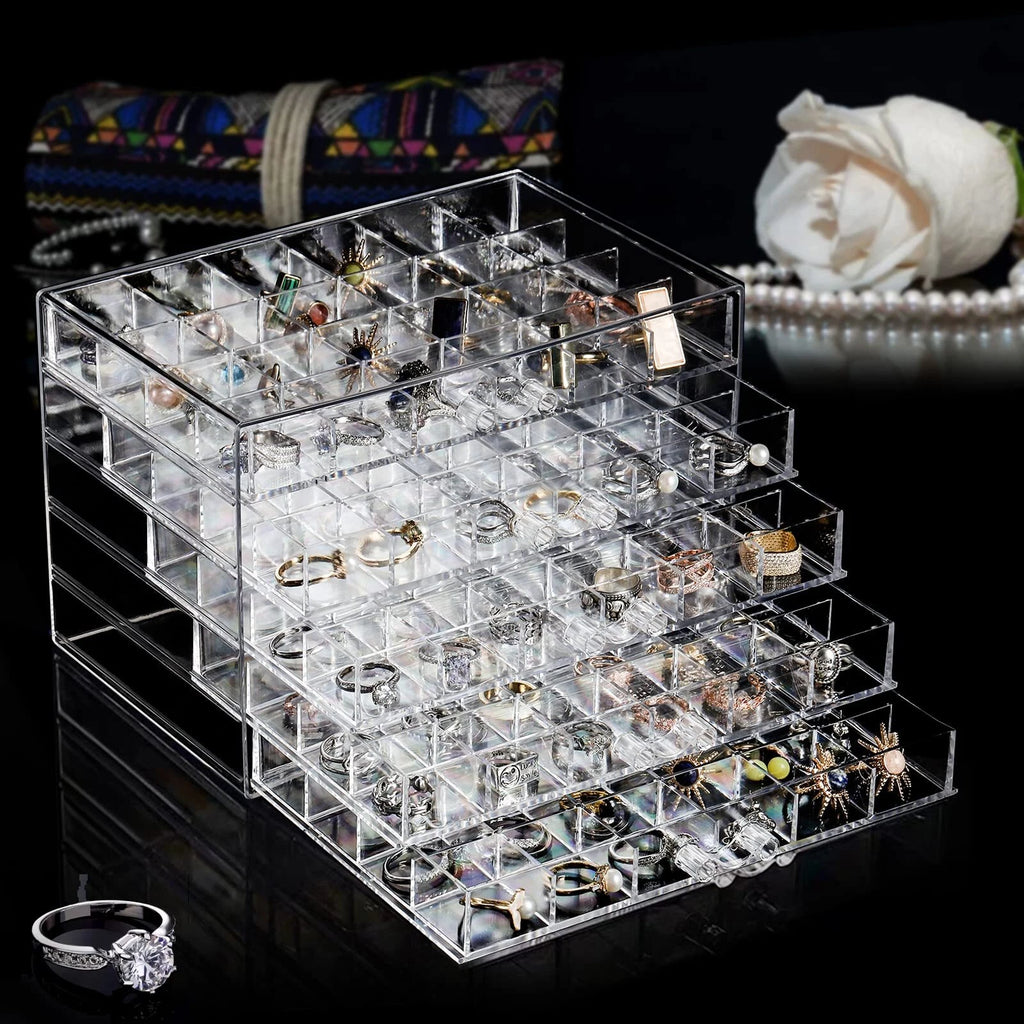 Acrylic Jewelry Storage Box Earring Holder with 5 Drawers, 120 Grids Jewelry | eBay