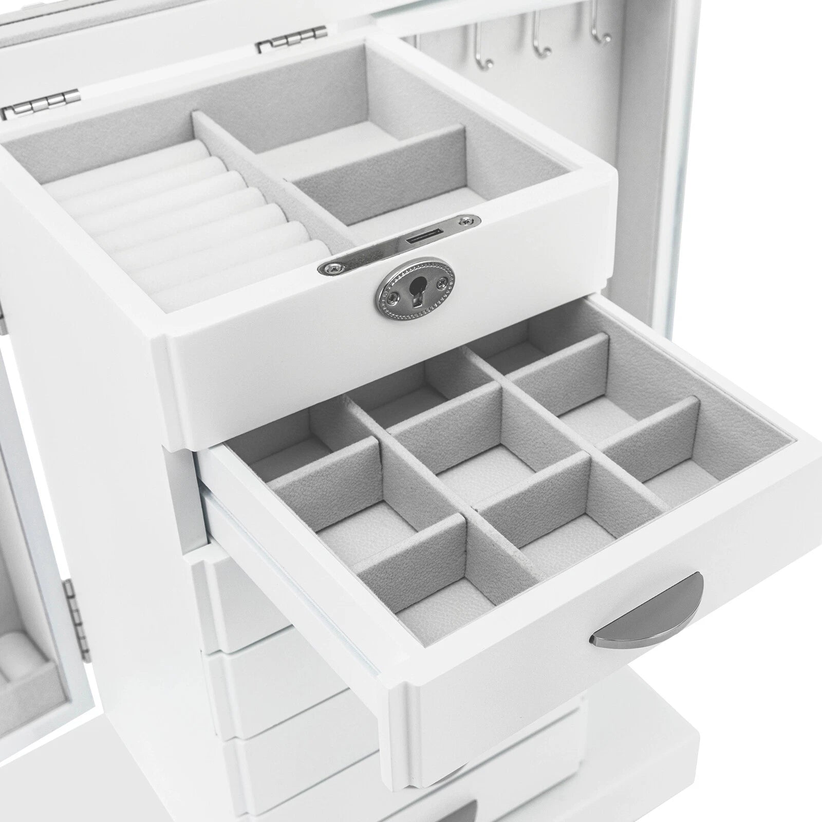 Jewelry Cabinet 7 Layers Large Capacity Jewelry Storage Box Organizer W/ Key | eBay