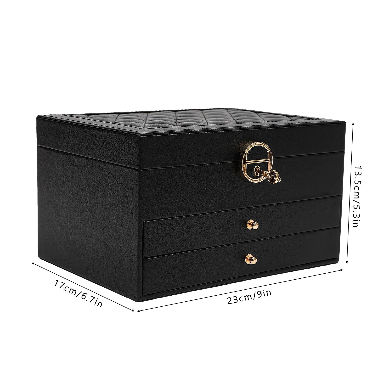 Lockable Jewelry Box Organizer PU 3tire Storage W/ 8built-in Hooks & Storage Bag | eBay