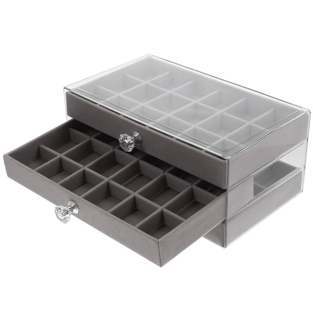 Three-layer Jewelry Storage Box Miss Organizer Jewellery Earrings | eBay