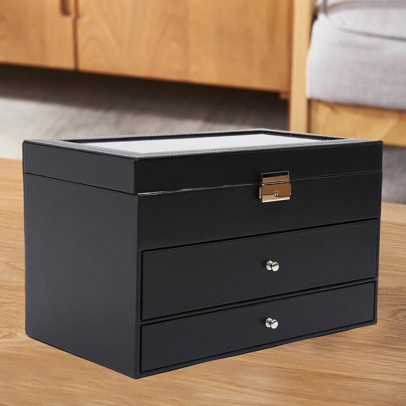 3 Layer Watch Sunglasses Jewelry Display Box Drawer Metal Buckle Organizer Box!! | eBay