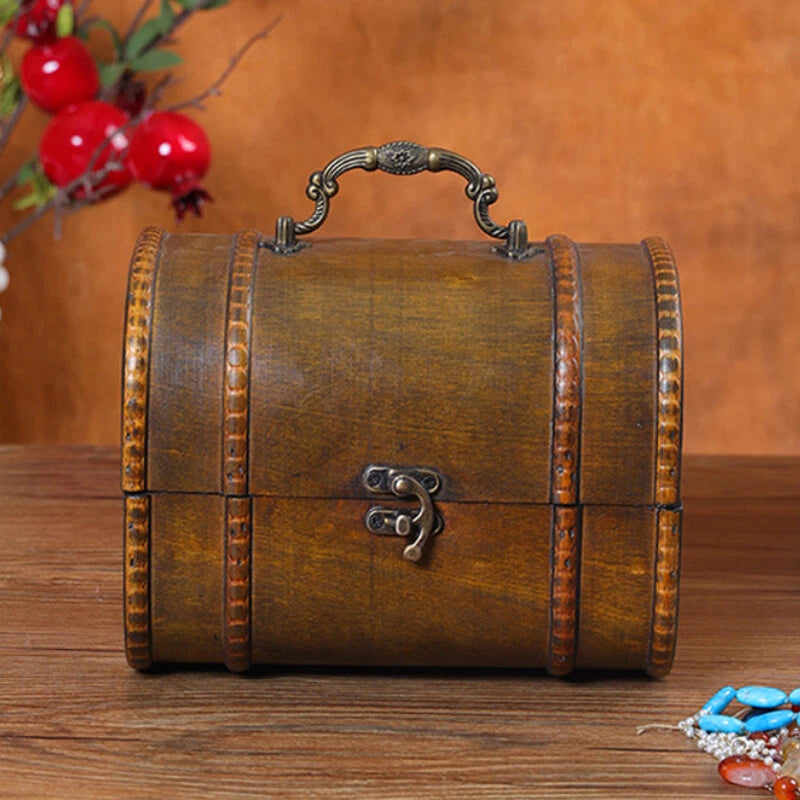 Retro Storage Holder Wood Suitcase Jewelry Box Treasure Desktop Organizer Props | eBay