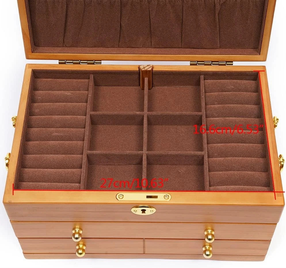 10 Jewelry Box Organizer, 3 Layer Wooden Jewelry Storage Box Velvet | eBay